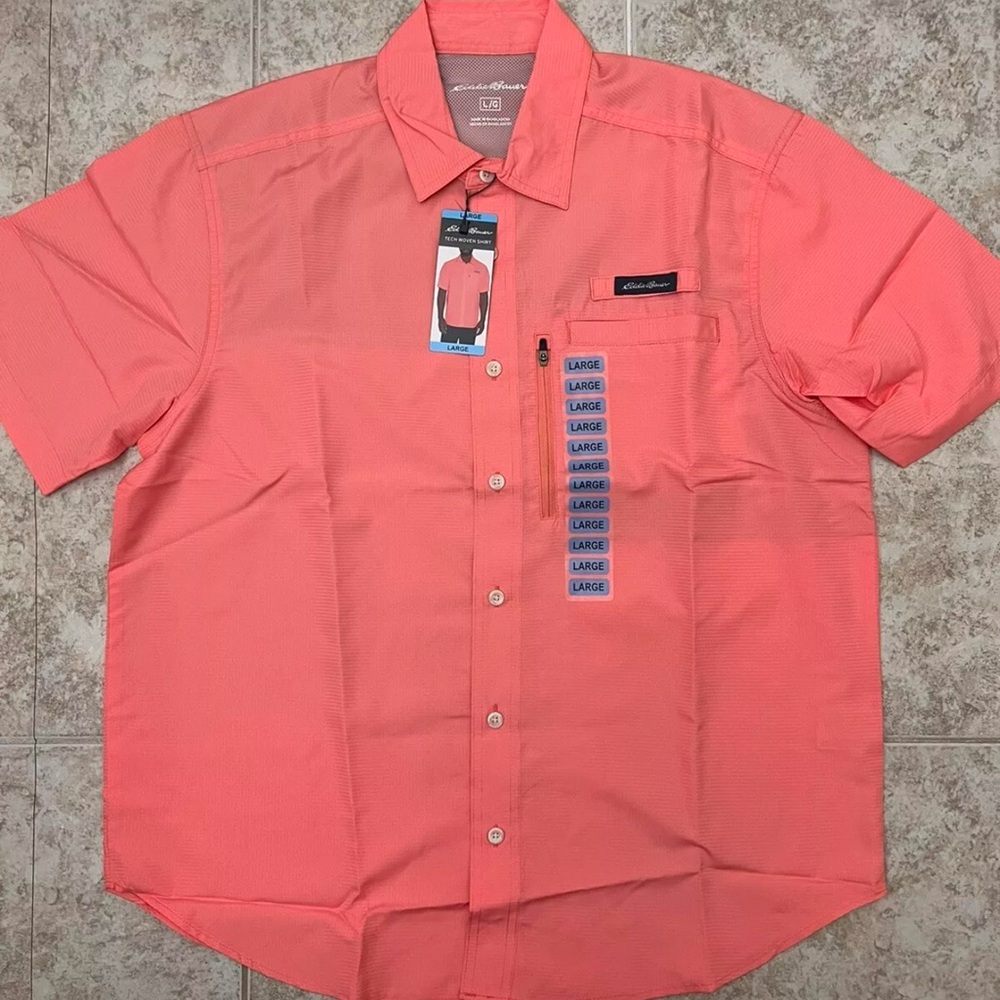 Eddie Bauer Tech Woven Shirt UPF 40 Desert Flower Color, Men’s Size Large